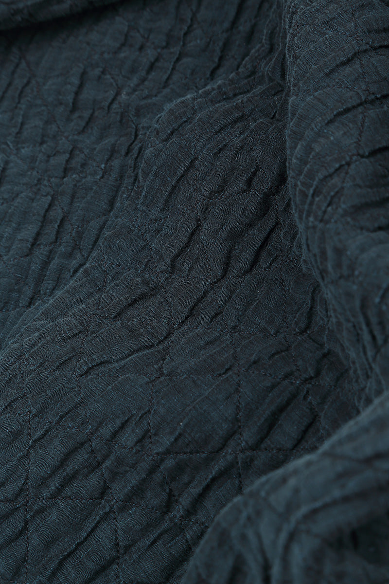 Collar Midnight Blue Quilted Silk Jacket 5