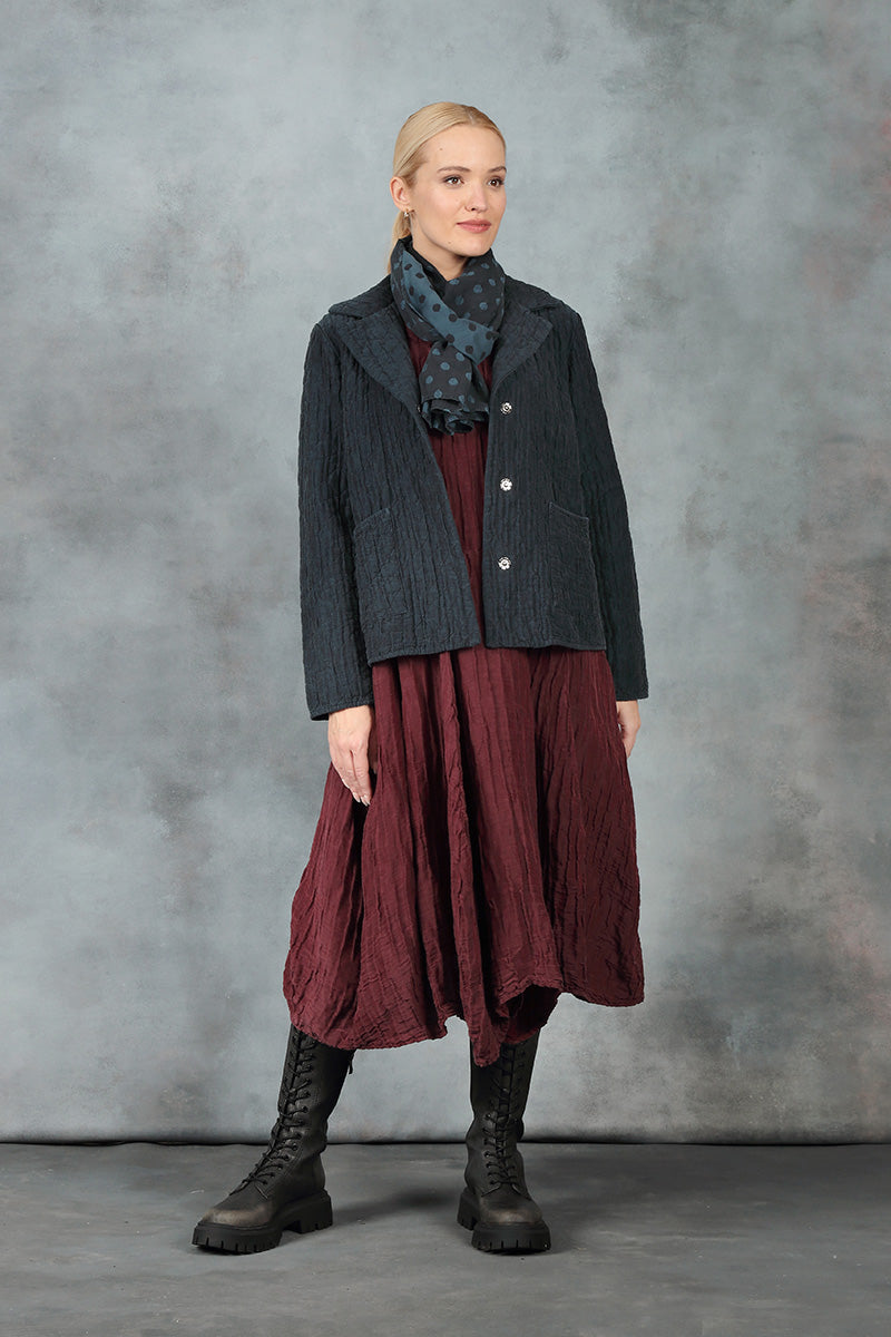 Collar Midnight Blue Quilted Silk Jacket 6