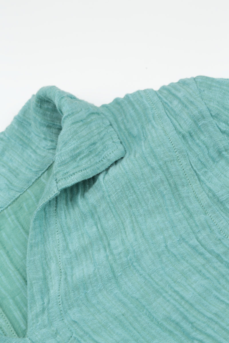 Collar Neck Crinkled Mint Silk Dress 6