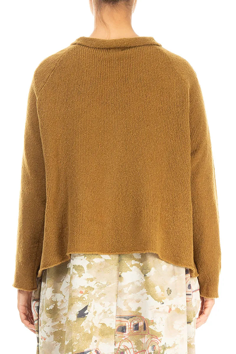 Collar Neck Honey Wool Cardigan 2