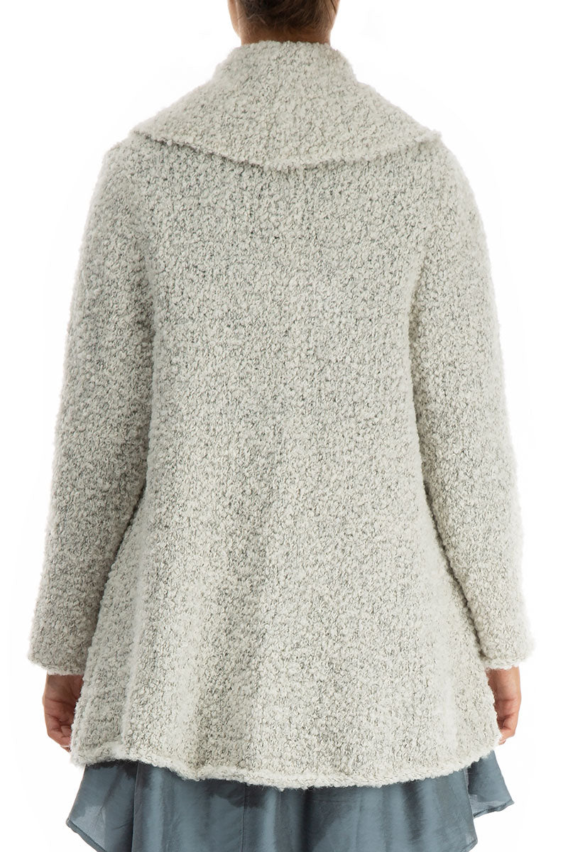 Collar Neck Mélange Pearl Alpaca Wool Cardigan 2