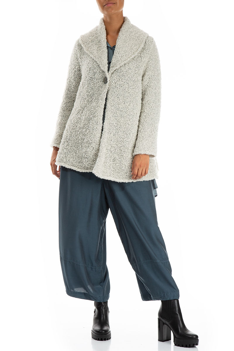 Collar Neck Mélange Pearl Alpaca Wool Cardigan 6