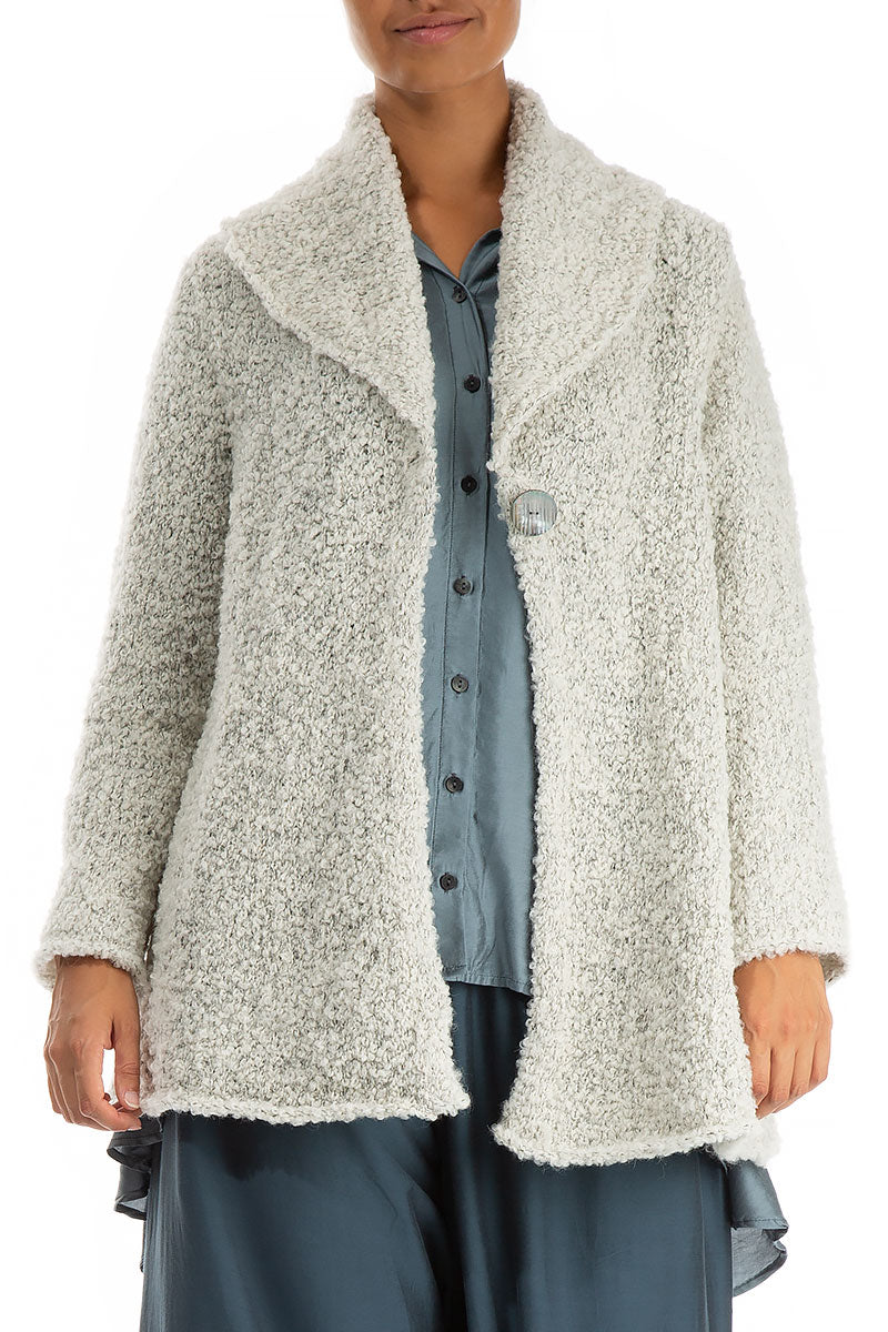 Collar Neck Mélange Pearl Alpaca Wool Cardigan 4