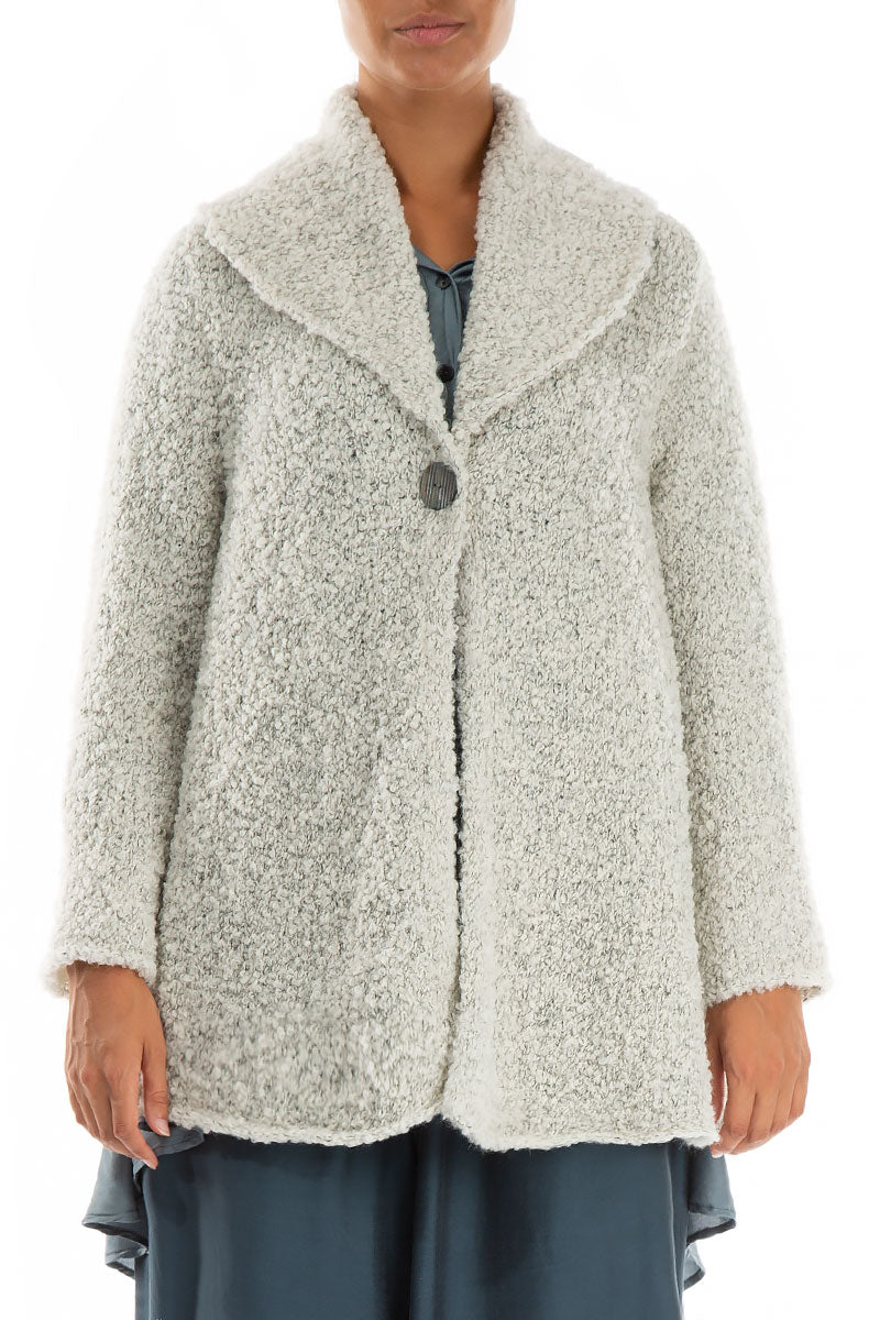 Collar Neck Mélange Pearl Alpaca Wool Cardigan 1