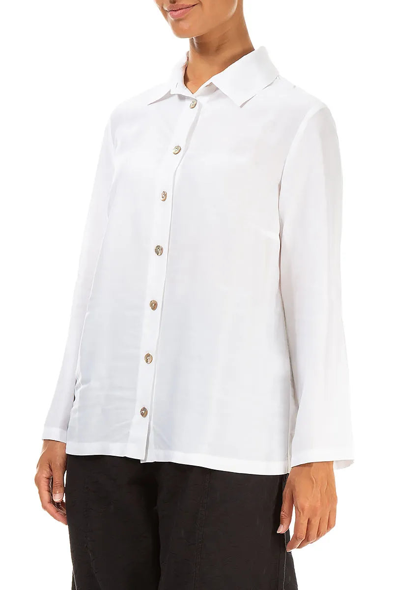 Collar Off White Silk Bamboo Shirt