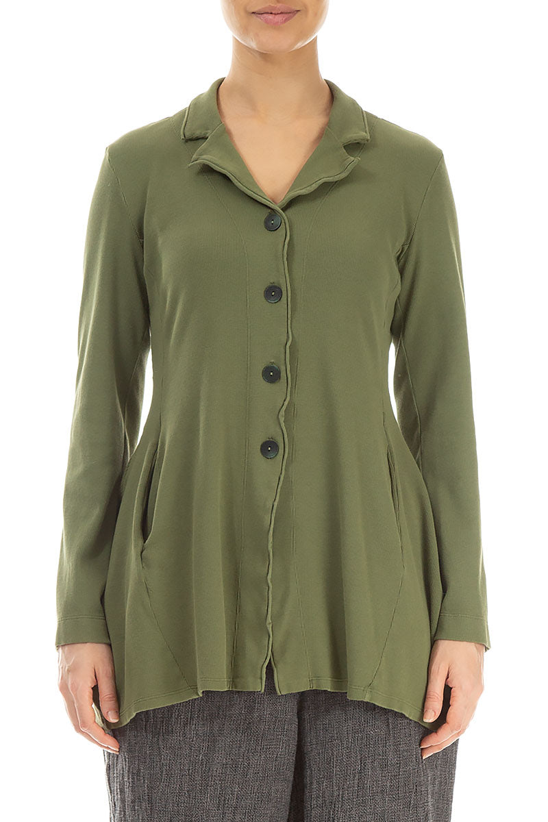 Collar Olive Cotton Jacket 1