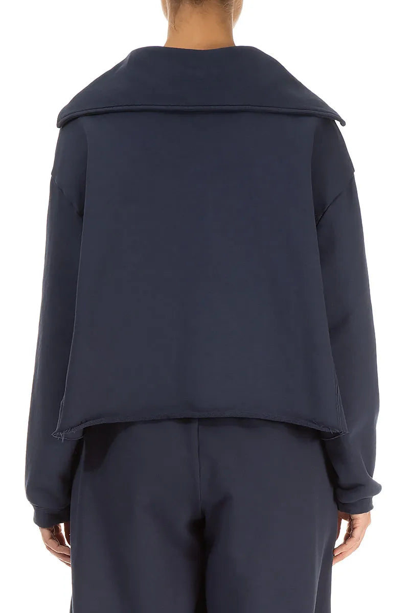 Collar Slate Blue Cotton Jumper 3