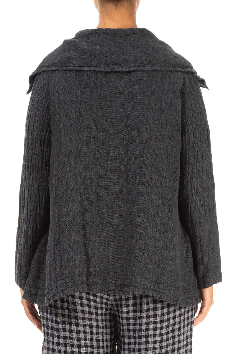 Collar Zip Forest Grey Mélange Linen Jacket 2