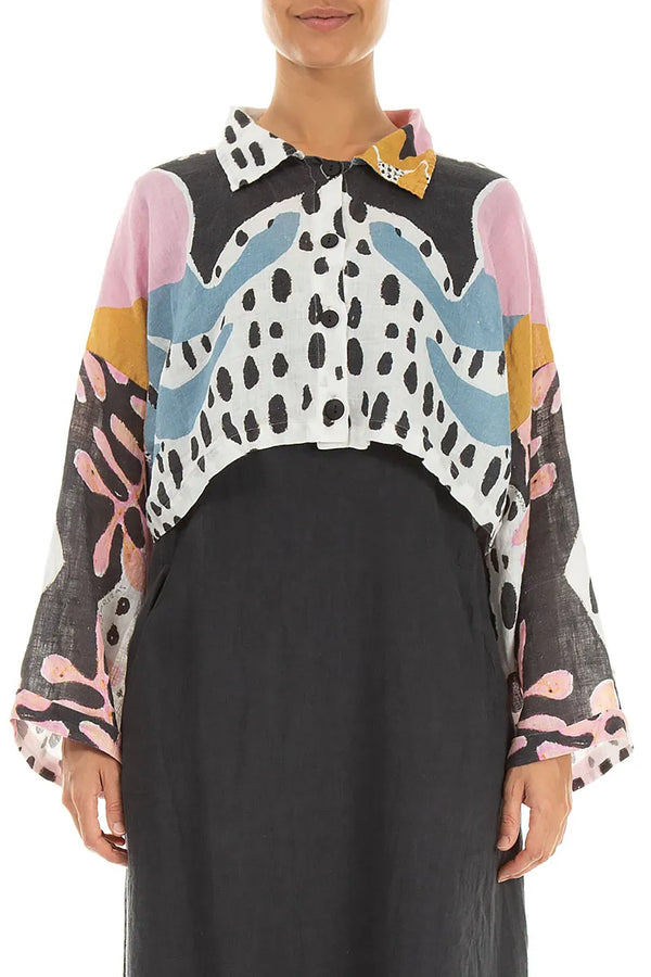 Collared Desert Bloom Linen Jacket