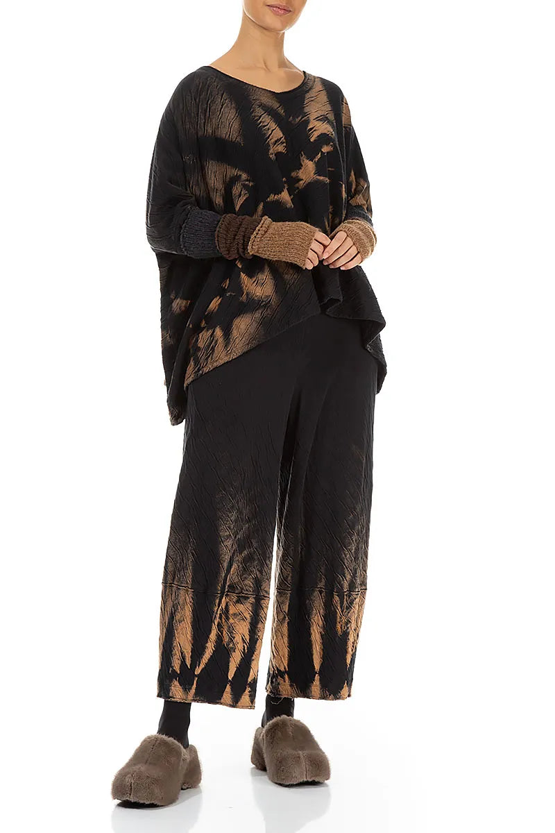 Colour Block Brown & Dark Grey Wool Wristlets 3