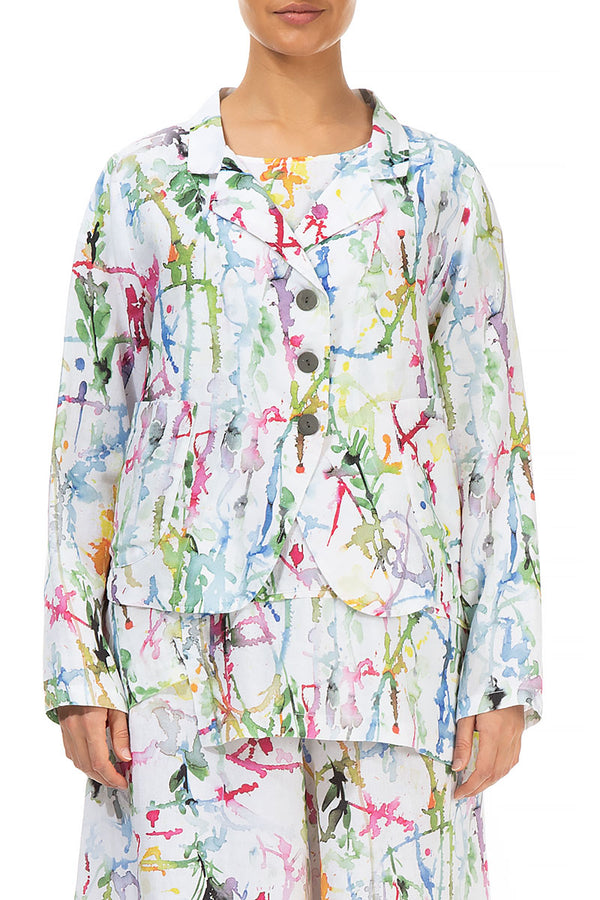 Buttoned Colour Splash Linen Jacket 1