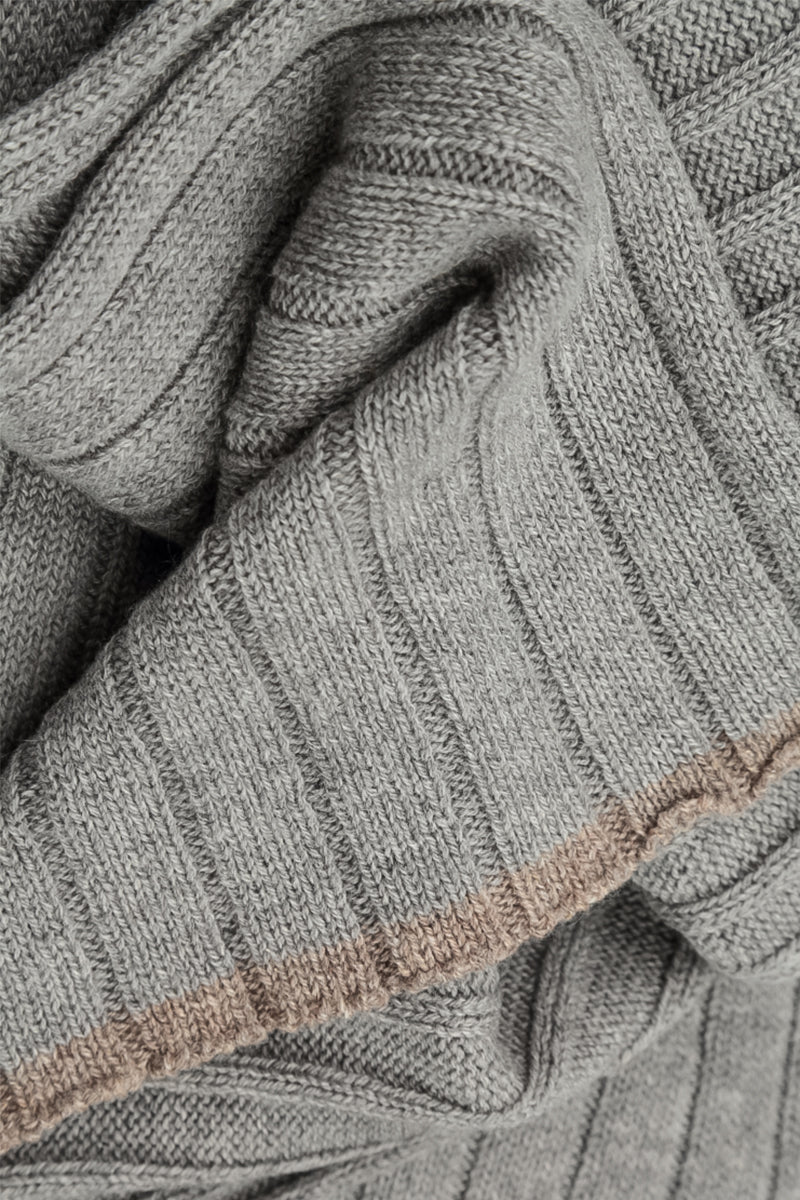 Contrast Edge Light Grey Cashmere Scarf