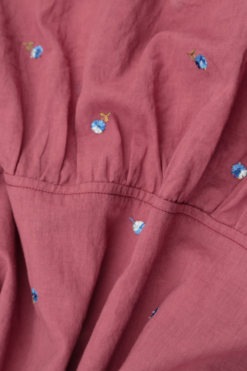 Cowl Neck Antique Ruby Embroidered Petals Cotton Tunic 5