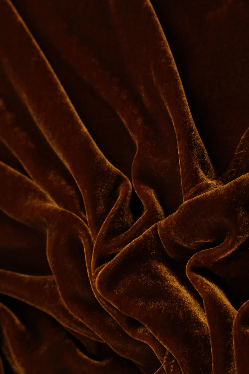 Cowl Neck Asymmetric Golden Olive Silk Velvet Tunic 5