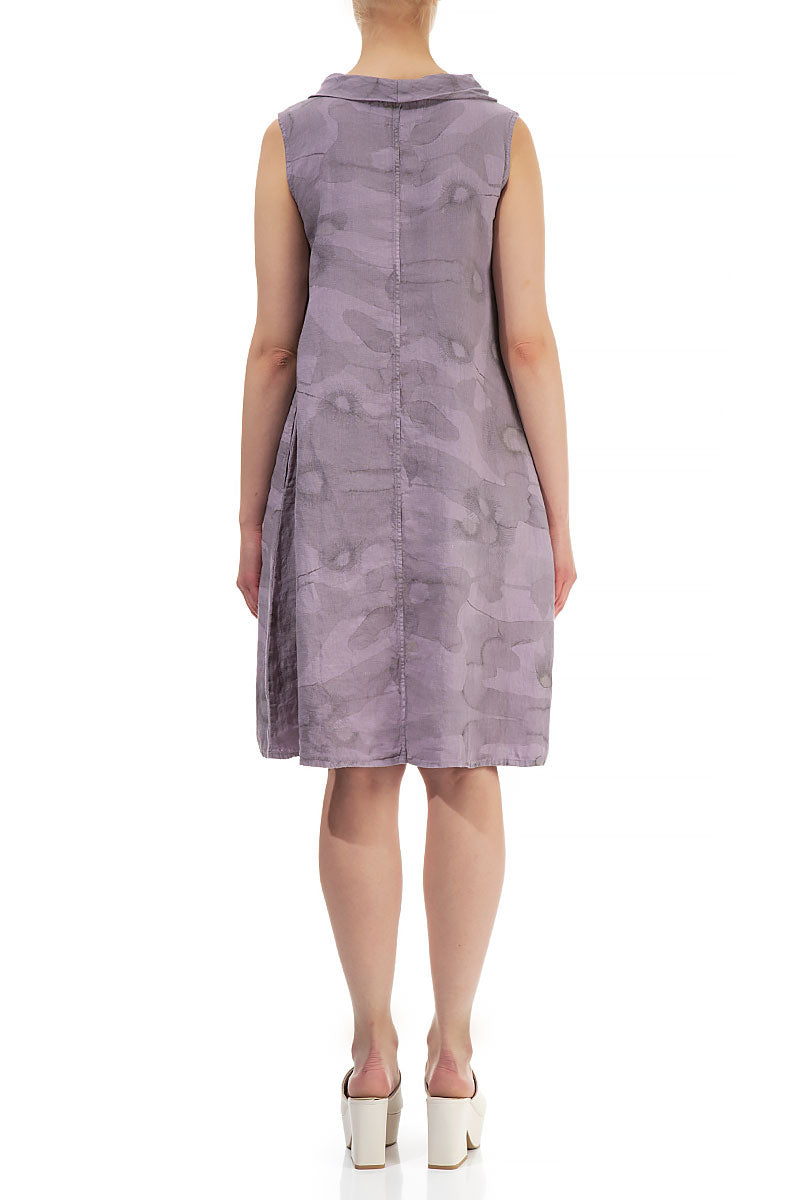 Cowl Neck Camomile Lavender Linen Midi Dress