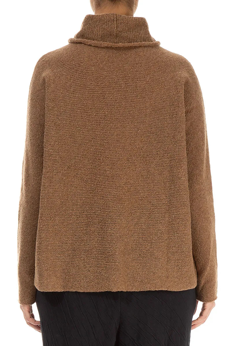 Cowl Neck Caramel Wool Sweater 2