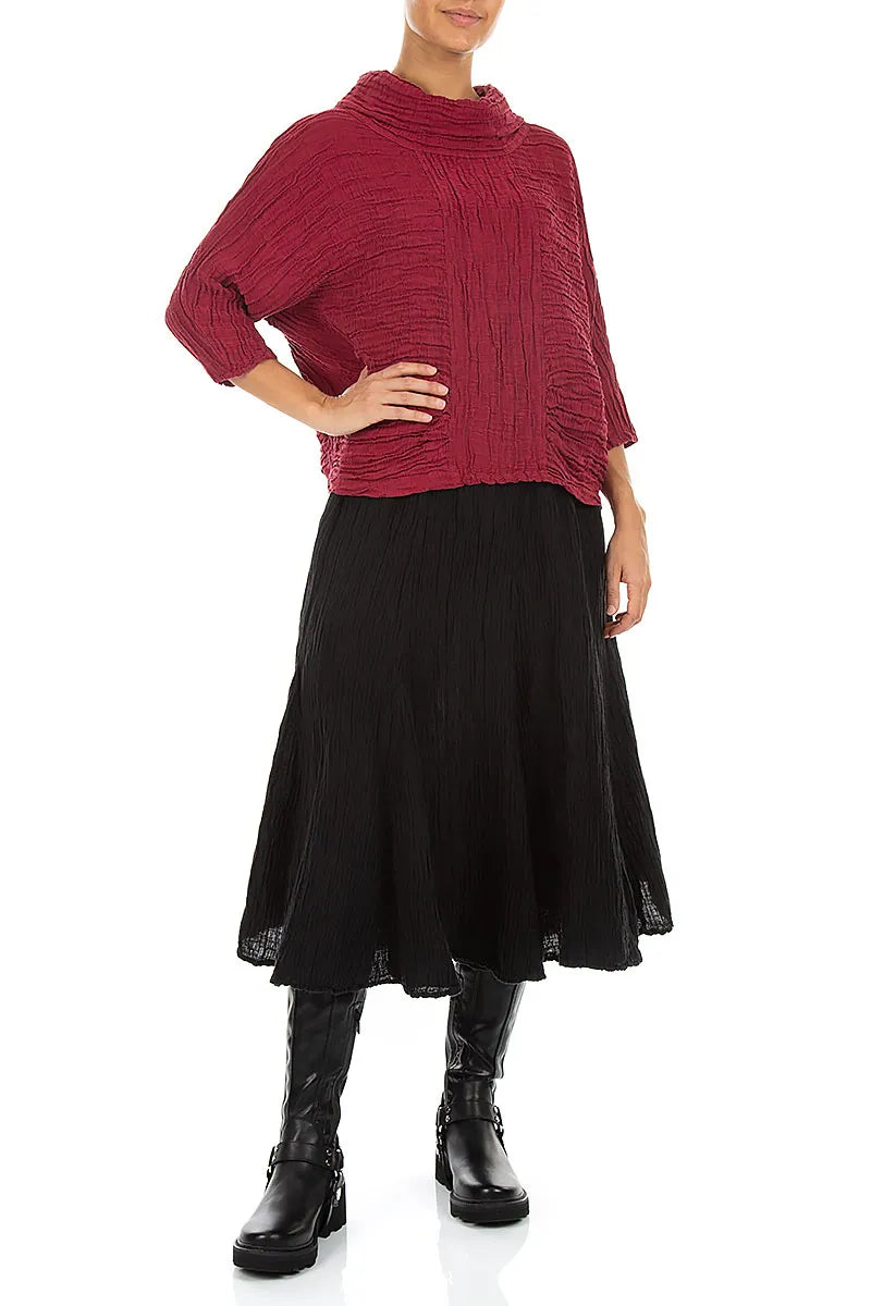 Blouse à col bénitier en soie et lin Froissé Ruby
