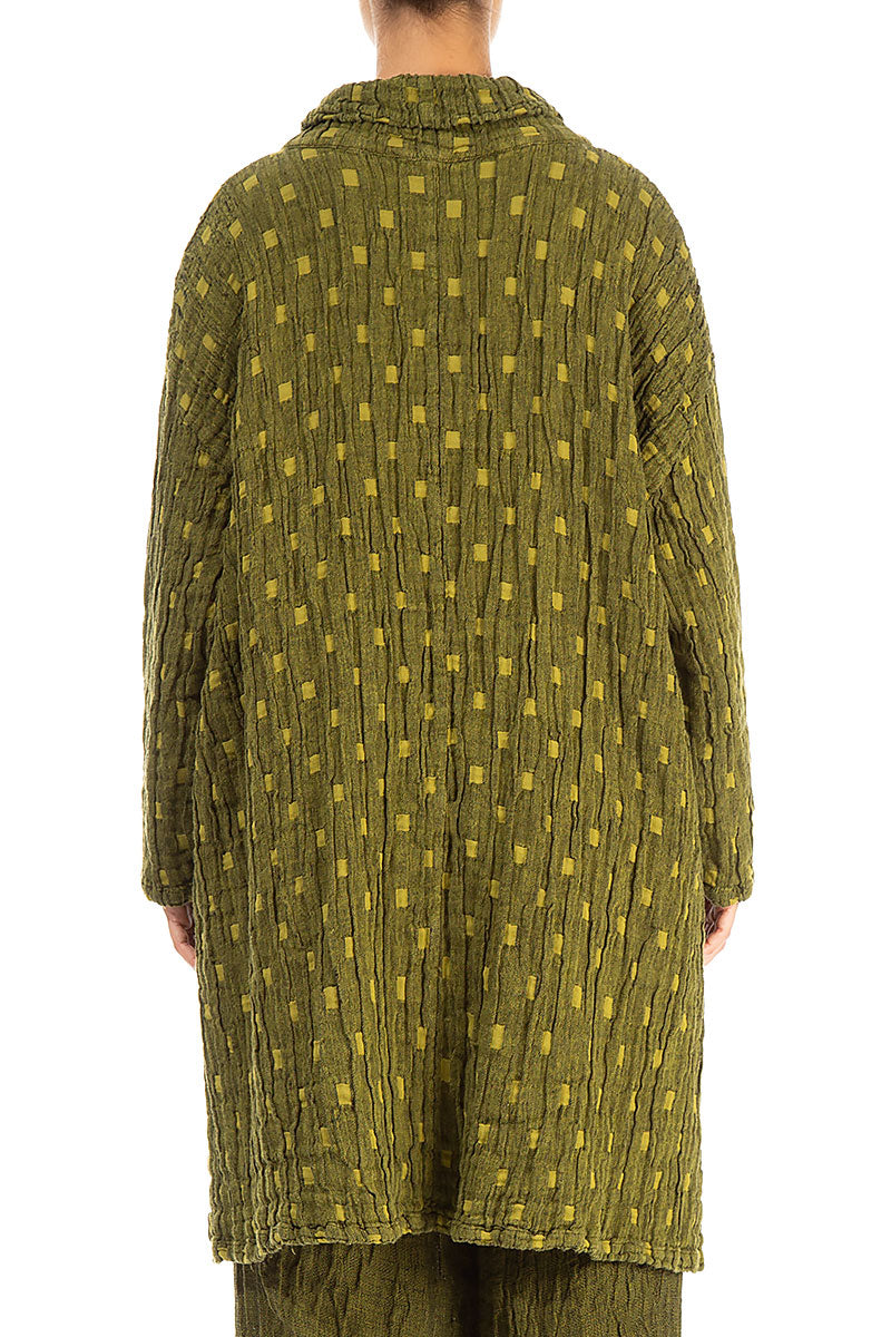 Cowl Neck Golden Lime Textured Linen Tunic 2