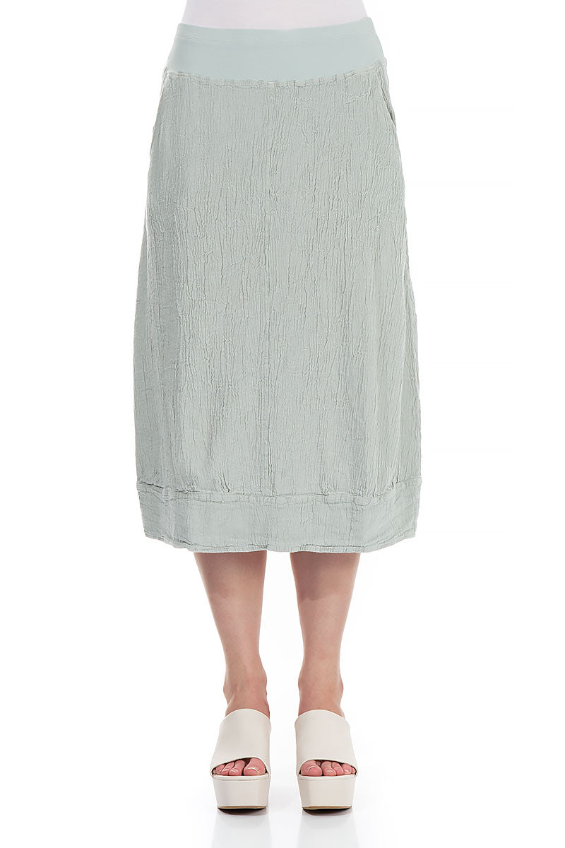 Light Grey Linen Viscose Midi Skirt