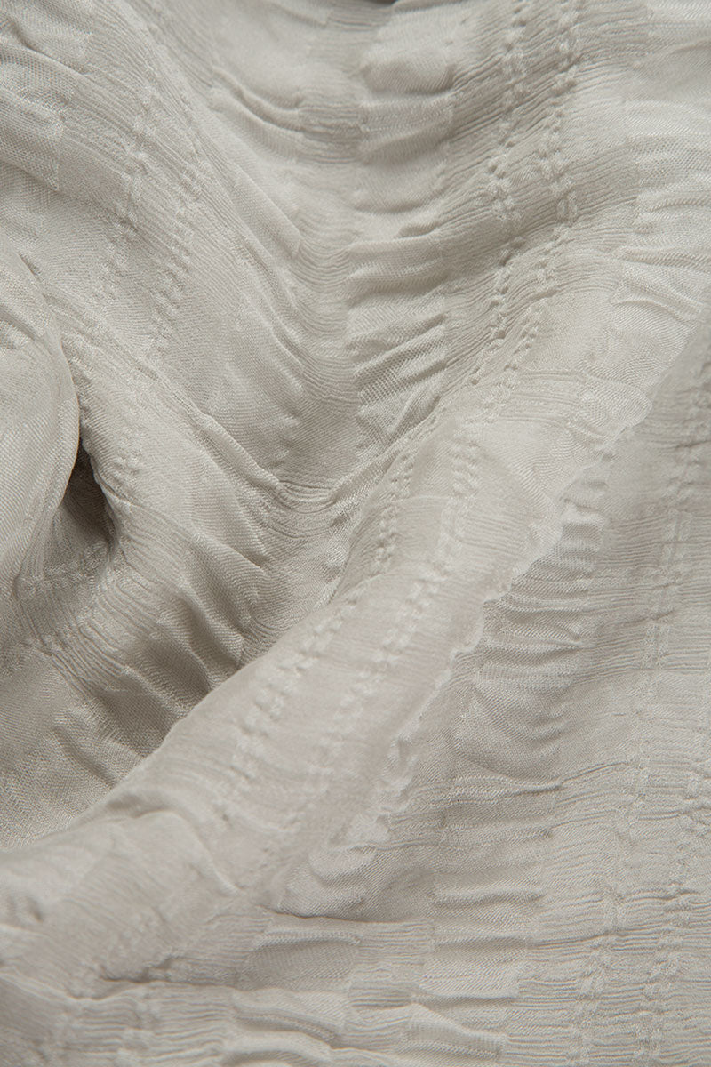 Cream Light Textured Silk Scarf 4