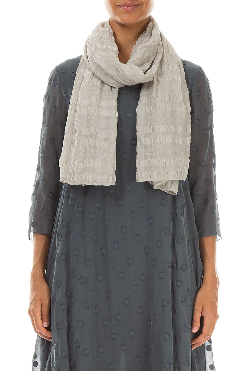 Cream Light Textured Silk Scarf 1