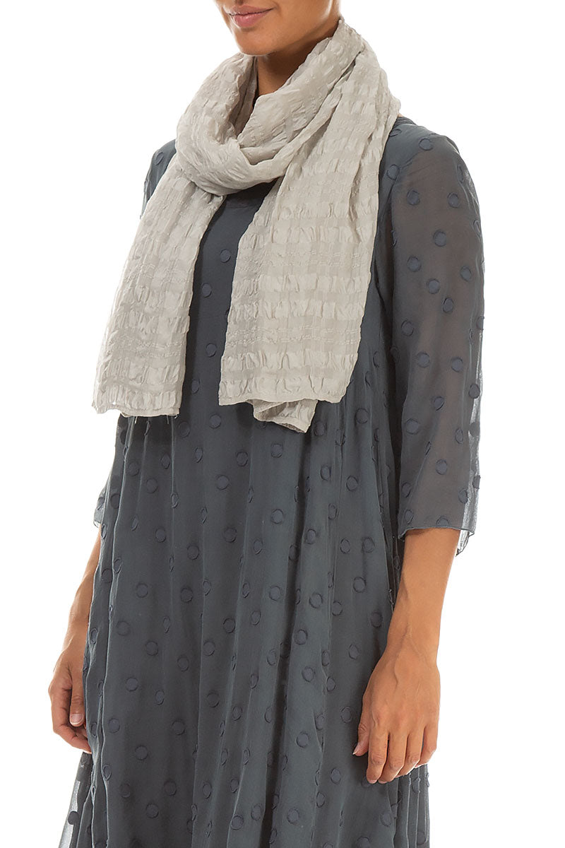 Cream Light Textured Silk Scarf 3