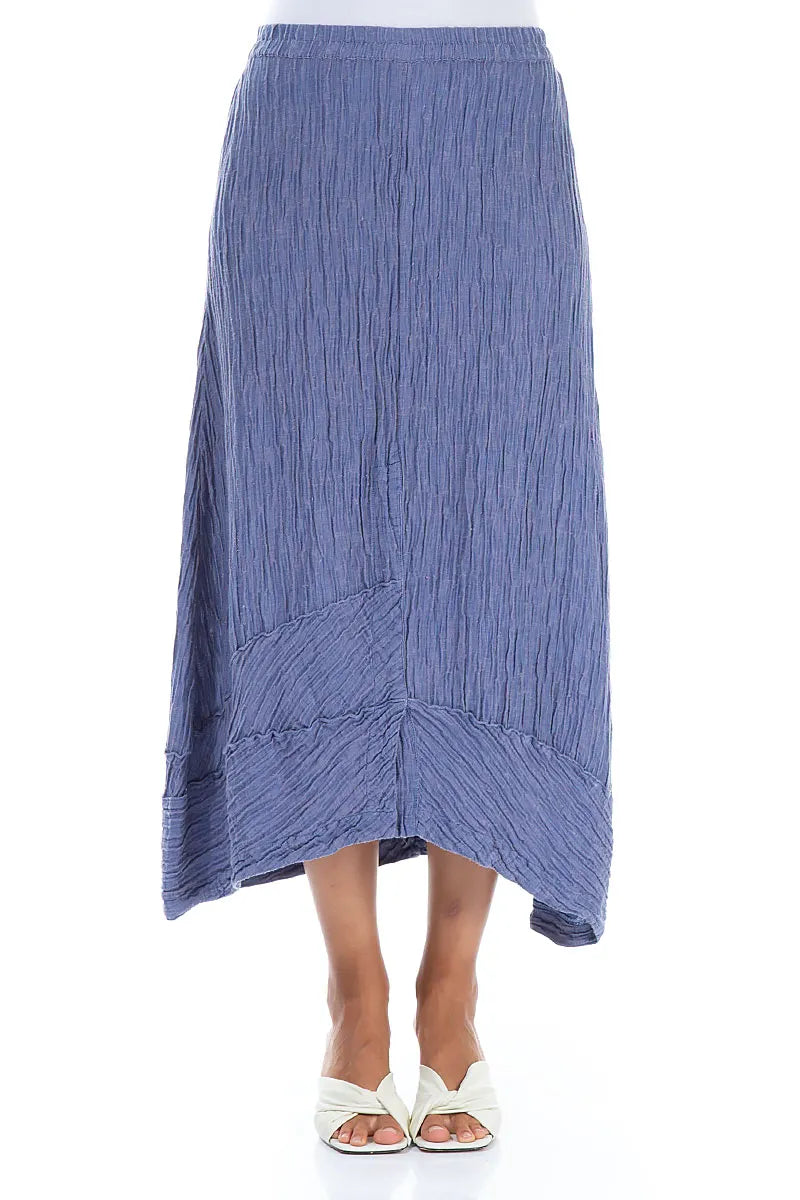 Front Slit Crinkled Blue Nova Silk Skirt 1