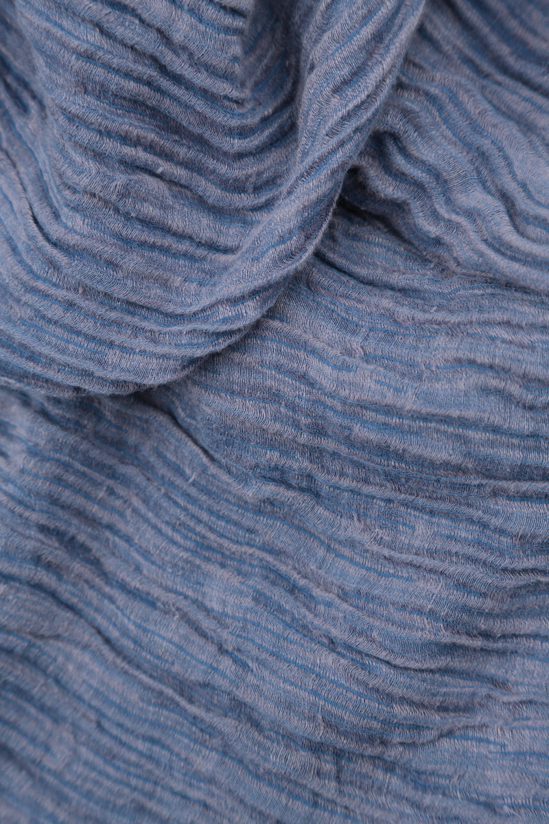 Front Slit Crinkled Blue Nova Silk Skirt 4