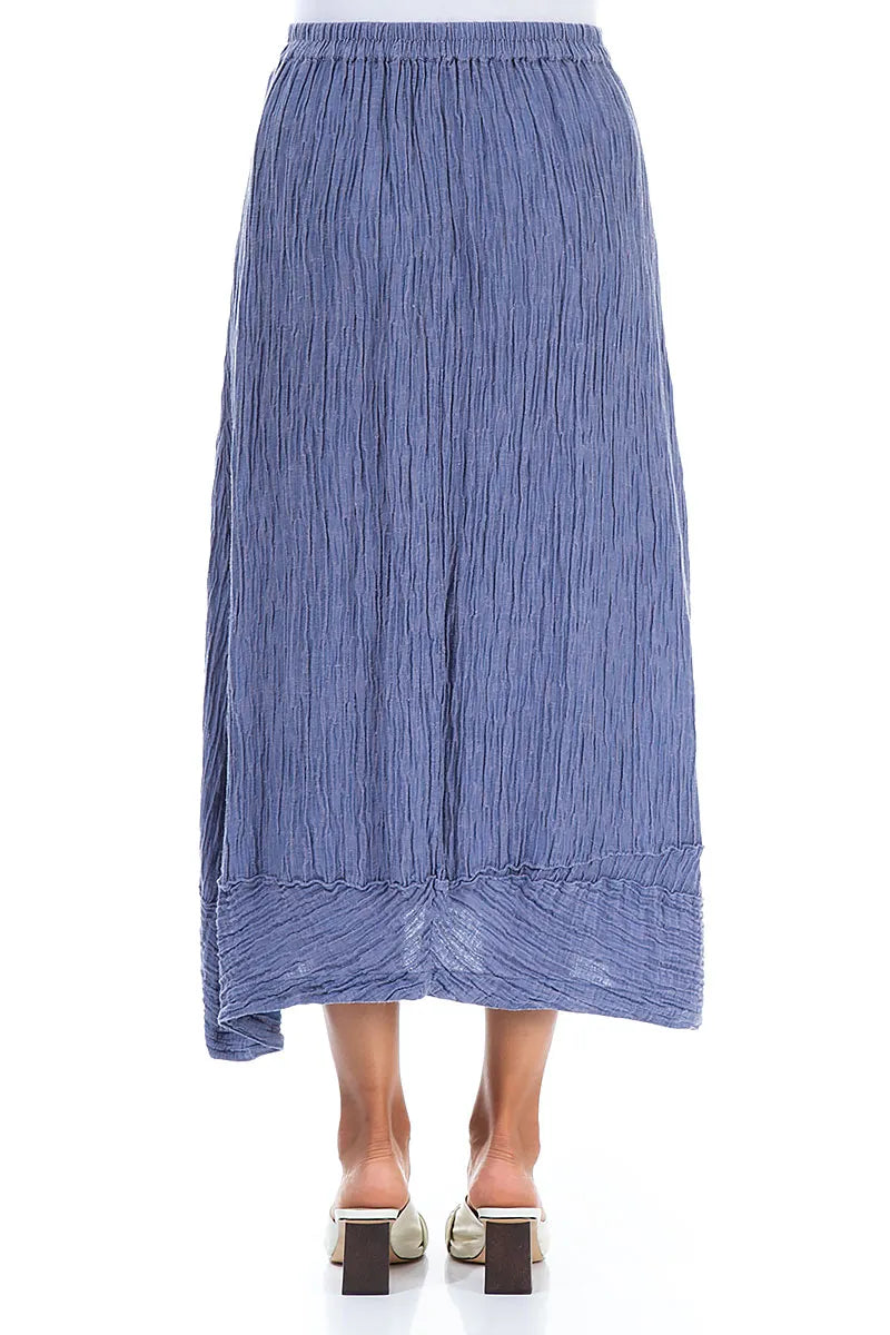 Front Slit Crinkled Blue Nova Silk Skirt 2