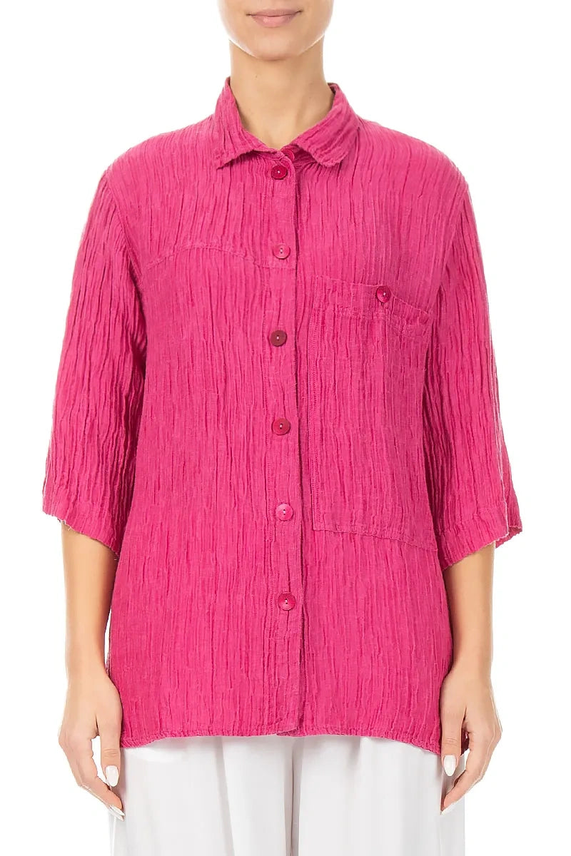 Crinkled Fuchsia Silk Shirt – grizas.com