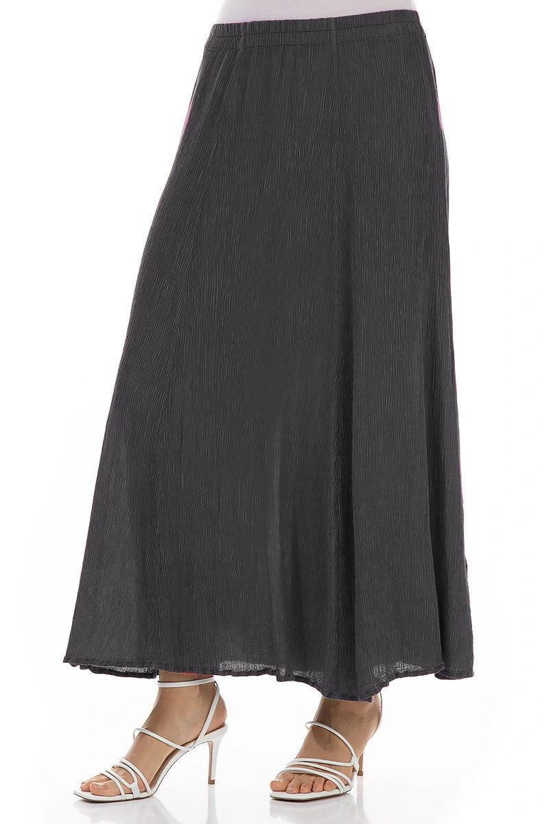Crinkled Graphite Silk Viscose Maxi Skirt 3