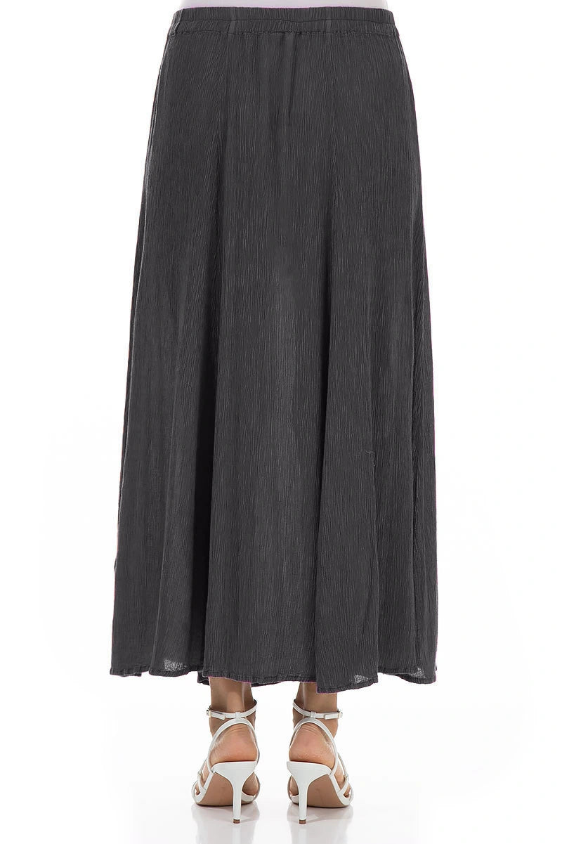 Crinkled Graphite Silk Viscose Maxi Skirt 2