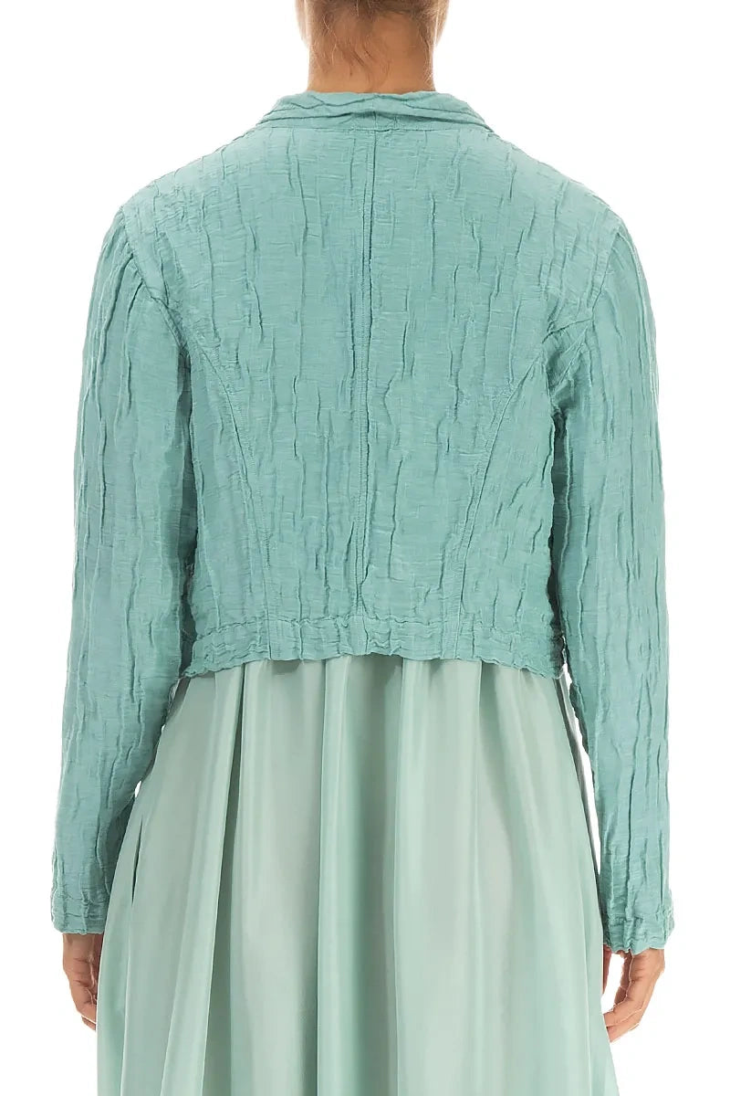 Crinkled Mint Silk Linen Bolero Jacket 2