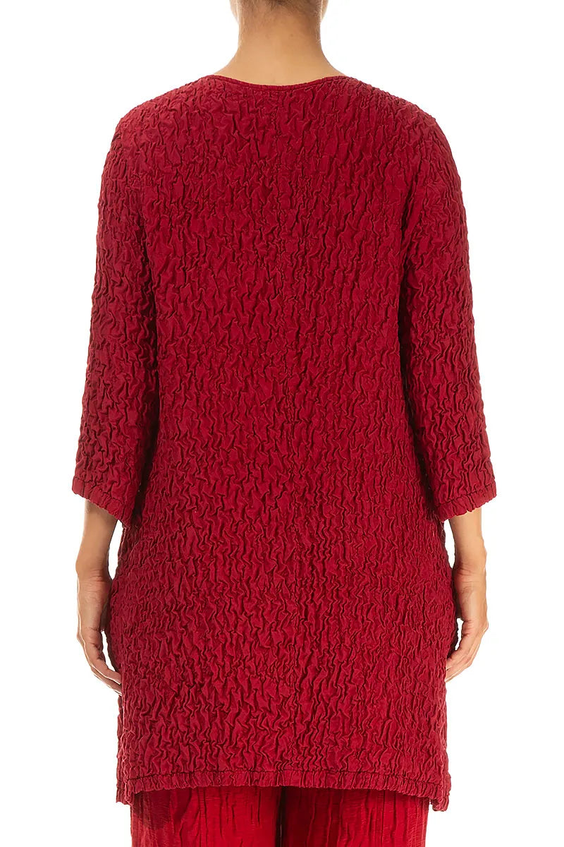 Crinkled Red Silk Tunic 2