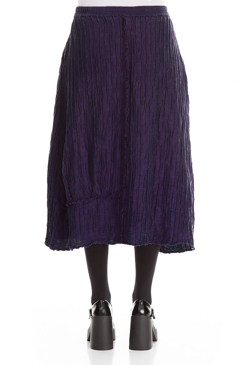 Crinkled Royal Purple Silk Linen Skirt 2