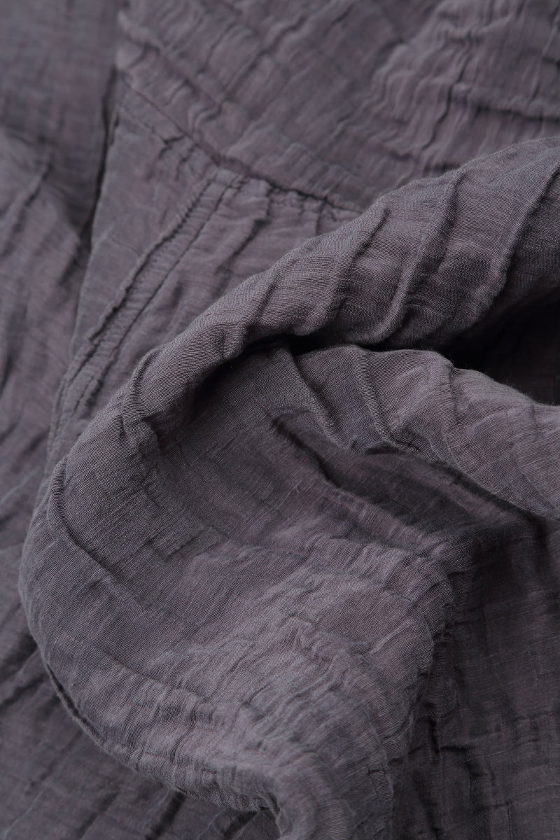 Crinkled Vintage Violet Silk Linen Dress 5