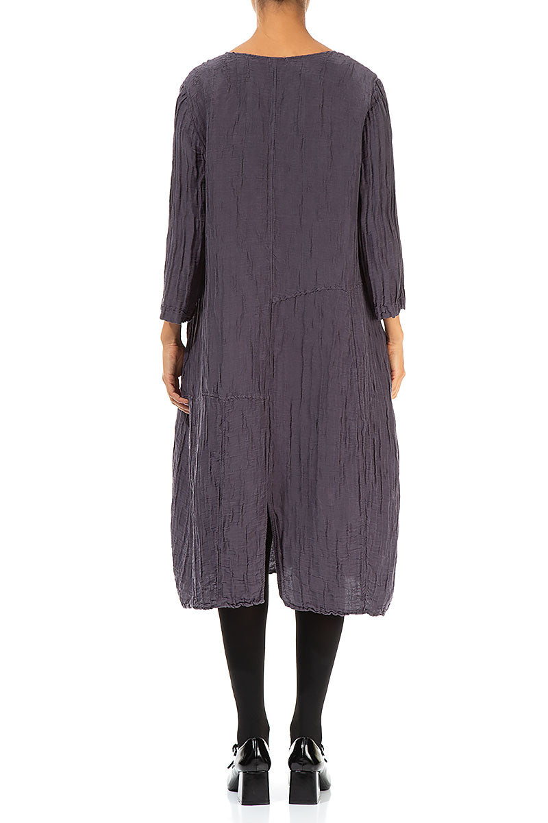 Crinkled Vintage Violet Silk Linen Dress 2
