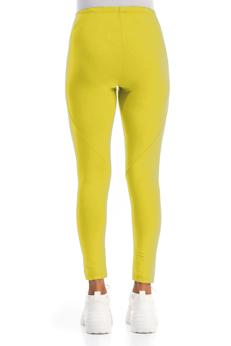 Cropped Cyber Lime Cotton Leggings