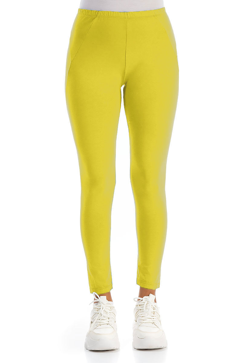 Cropped Cyber Lime Cotton Leggings
