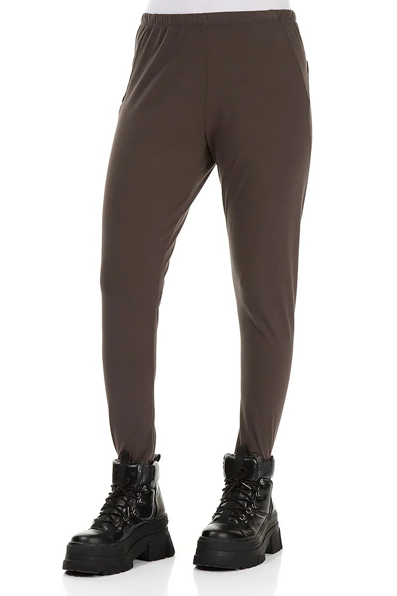 Cropped Forest Brown Cotton Leggings 3