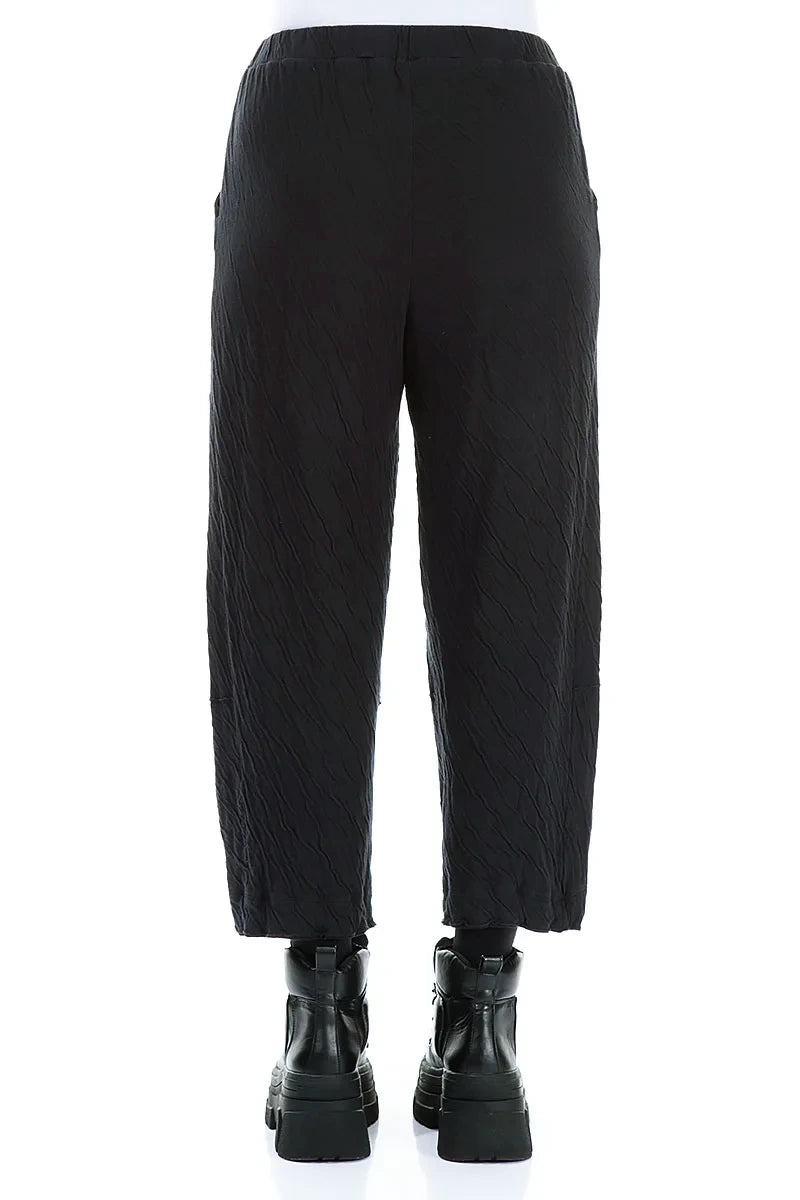 Cropped Grey Wavy Cotton Trousers 2