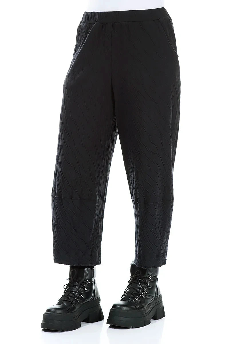 Cropped Grey Wavy Cotton Trousers 3