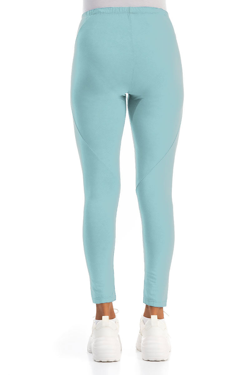 Cropped Ice Blue Cotton Leggings