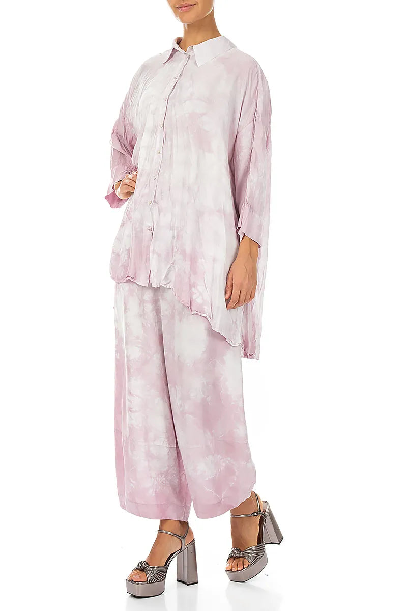 Loose Liquid Pink Pure Silk Trousers 4