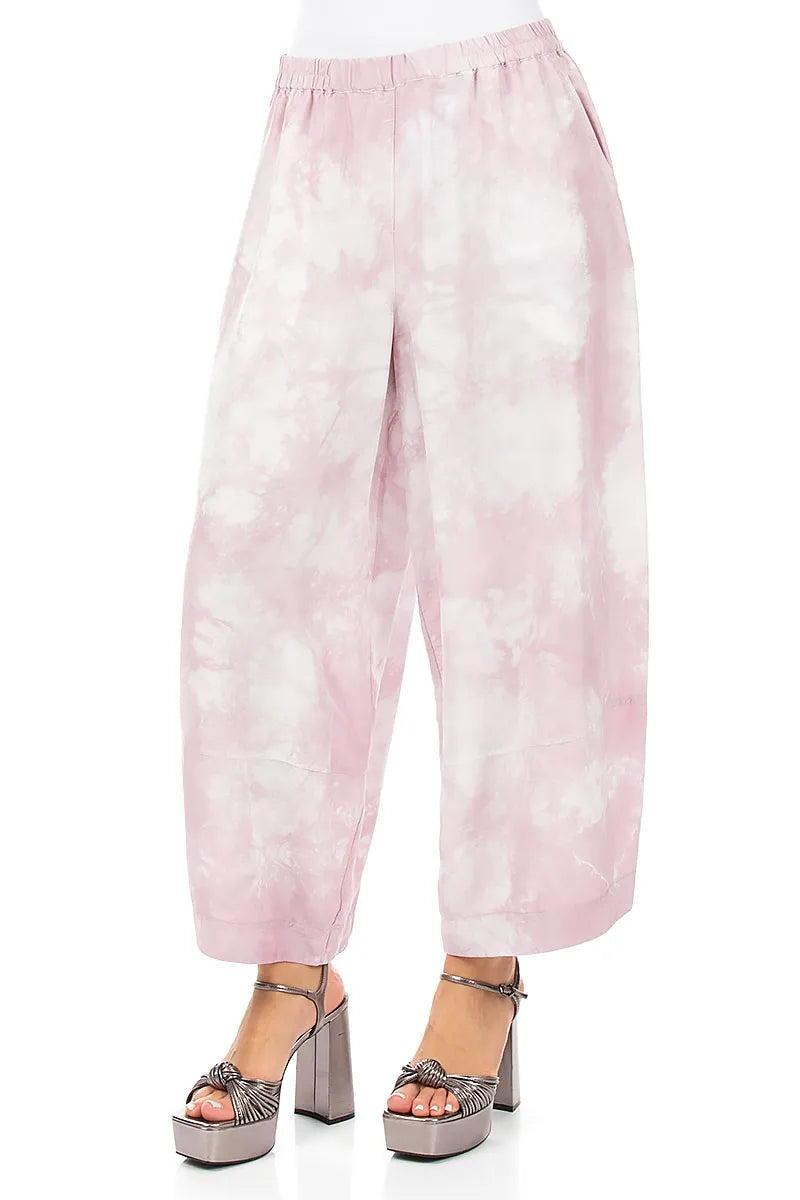 Loose Liquid Pink Pure Silk Trousers 3