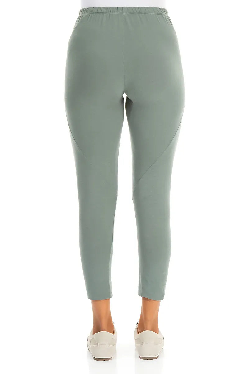 Kurze Leggings aus Baumwolle in Salbeigrün