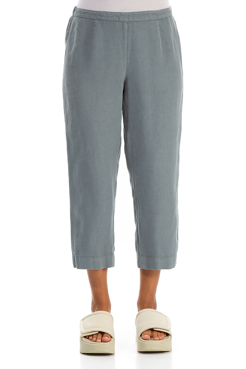 Cropped Sage Linen Trousers