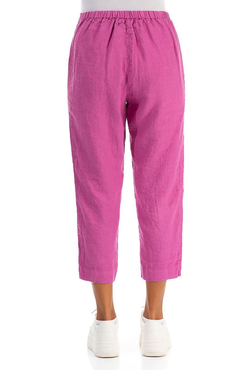 Cropped Wild Berry Linen Trousers