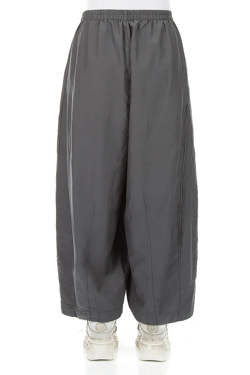 Curved Charcoal Silk Cotton Trousers 2