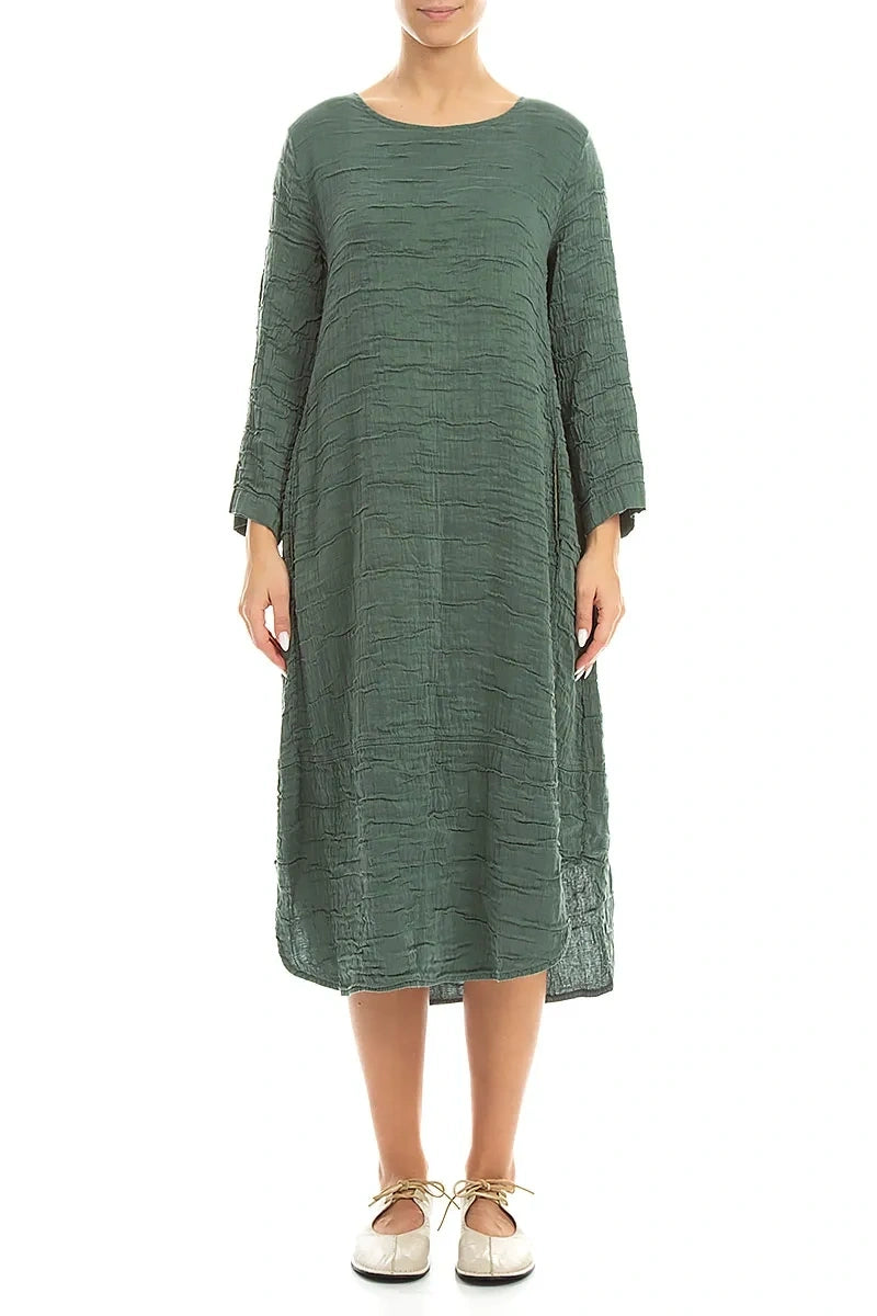 Curved Hem Sage Crinkled Silk Linen Dress grizas.com Curved Hem Sage Crinkled Silk Linen Dress grizas.com